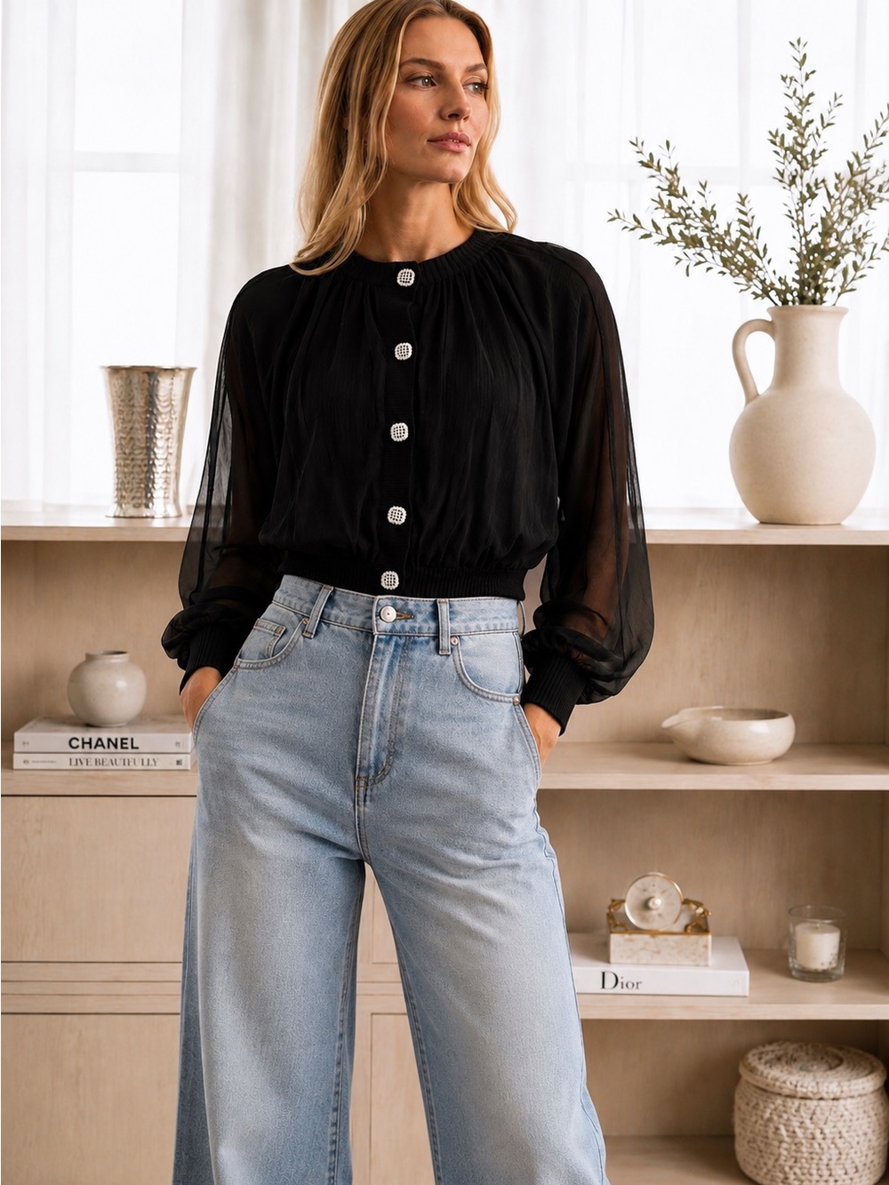 Button-Front Cardigan - Picture 7 of 7